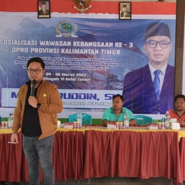 Anggota DPRD Provinsi Kalimantan Timur (Kaltim), M.Nasiruddin, SH. melaksanakan sosialisasi wawasan kebangsaan di Desa Rantau Makmur, Kecamatan Rantau Pulung, Kabupaten Kutai Timur (Kutim), Sabtu 4/3/2023.